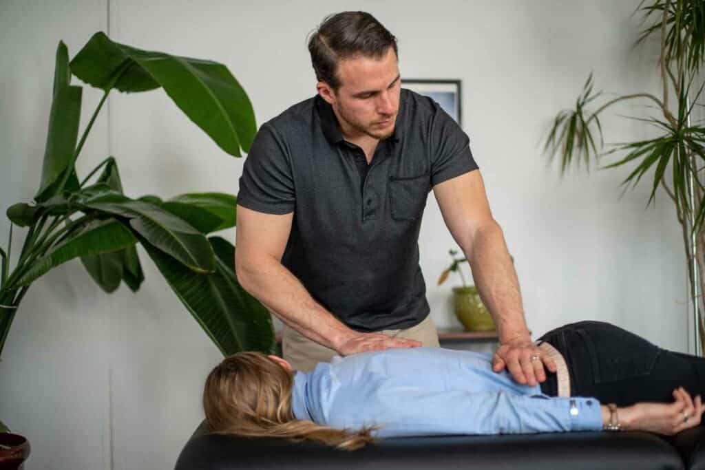 Chiropractor is treating a patient who suffers from Sciatica pain.