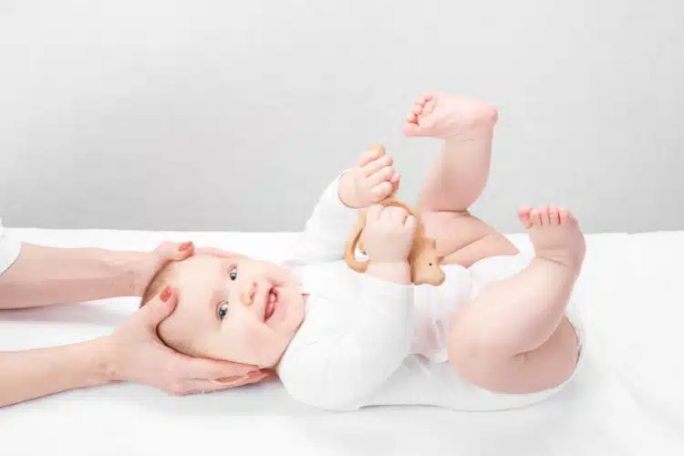 Baby receiving pediatric chiropractic care in columbus