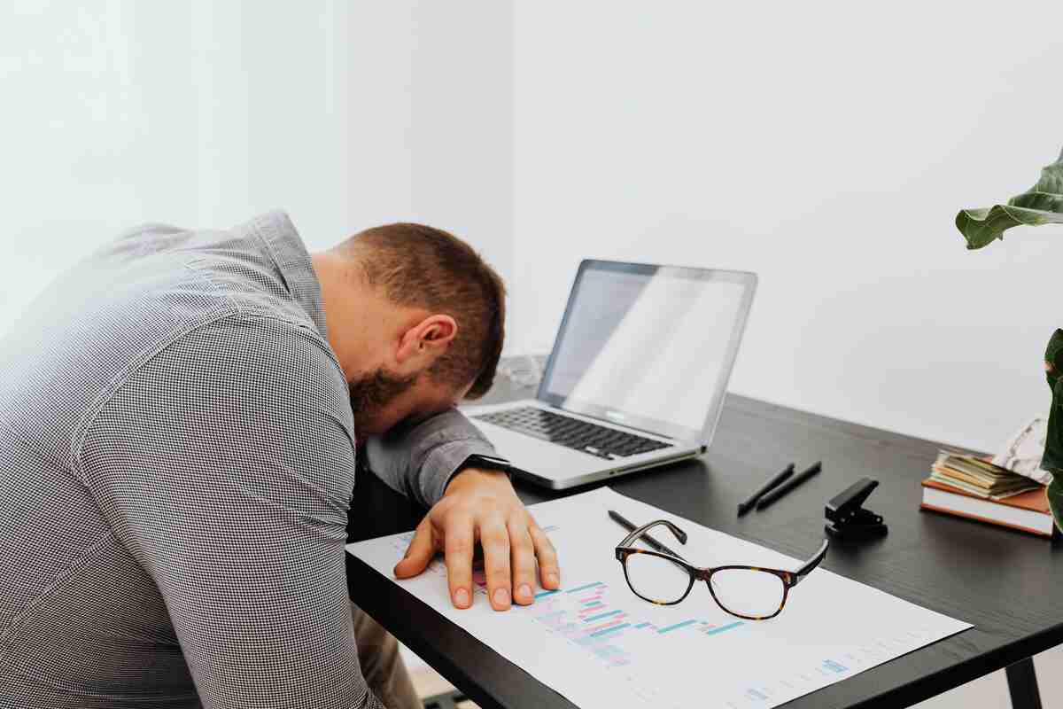 Desk worker having a bad posture