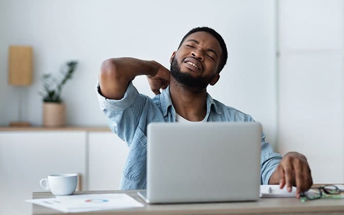 office worker with a shoulder pain